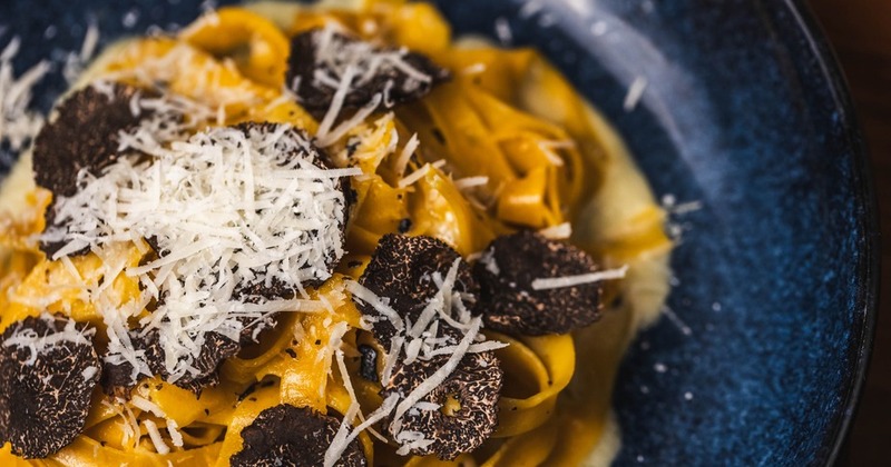 Fettuccine pasta with truffles and parmesan