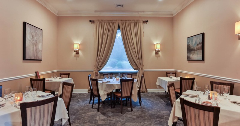 Interior, chairs and tables ready for guests