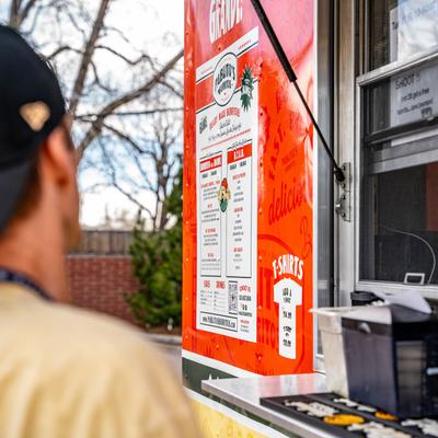 Customer browsing the menu.