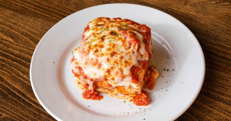 A served lasagna