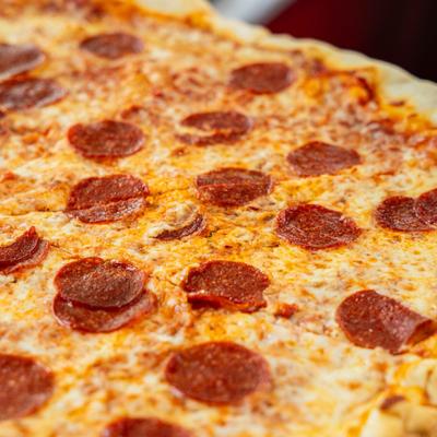 Pepperoni pizza, close-up.