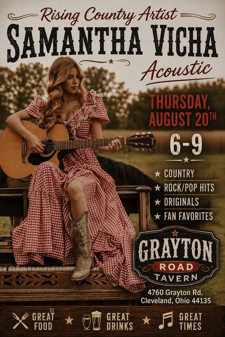 Rising Country Artist Samantha Vicha plays live at GRT event photo