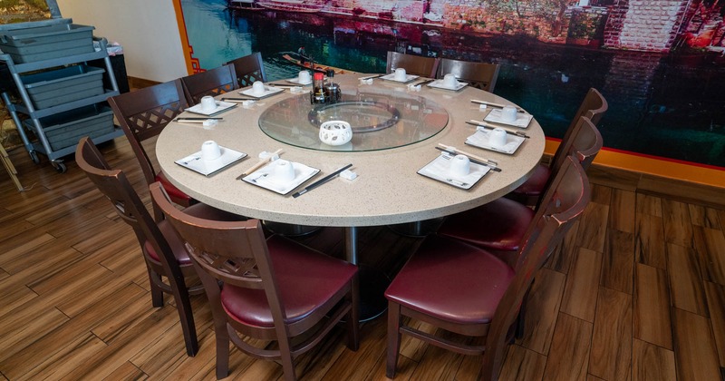 Interior, table ready for guests