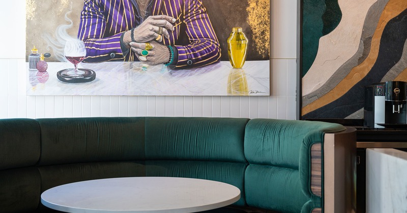 Interior, circular booth