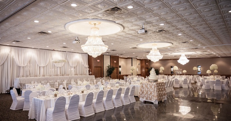 Interior, tables and chairs all lined