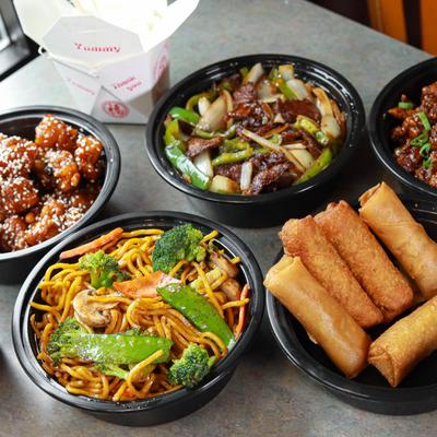 Assorted food dishes.