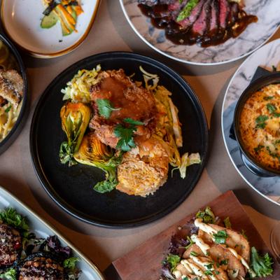 Assorted food dishes.