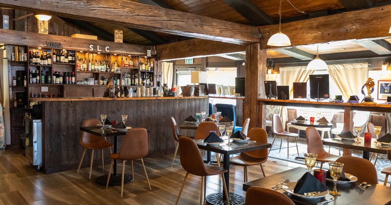 Interior, bar and set tables