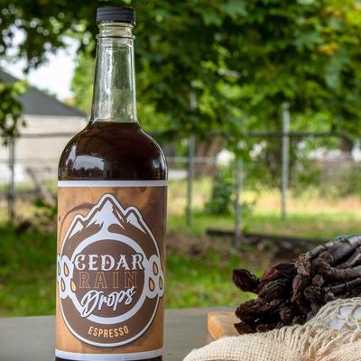 Bottle of Cedar Rain Drops Espresso.
