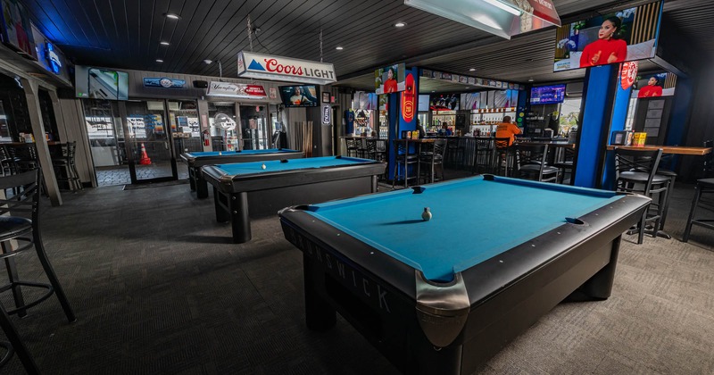 Interior, a pool tables