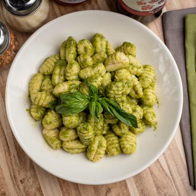 Spinach pesto gnocchi.
