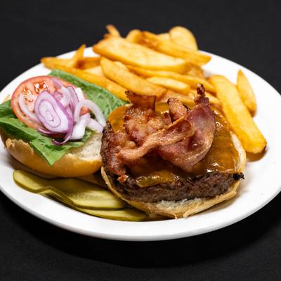Spot 1 Banquet Burger with Fries.