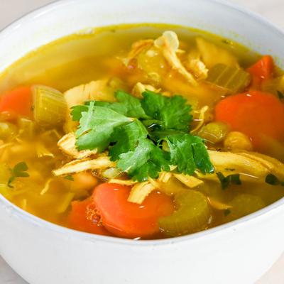 Chicken soup, with veggies.