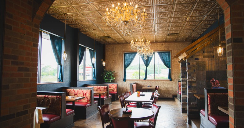 Interior, tables and chairs