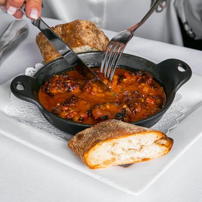 Louisiana Creole Shrimp served with baguette.