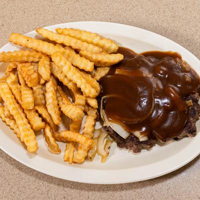 Hamburger Steak and fries.