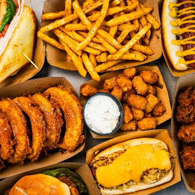 Assorted food dishes.