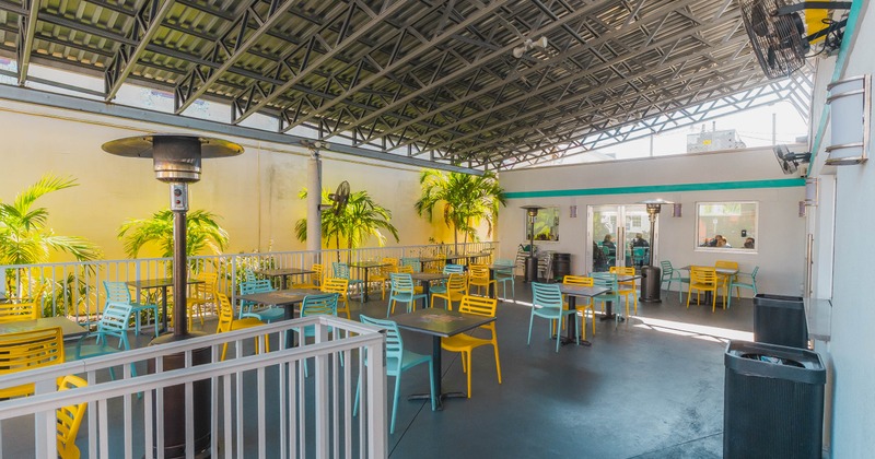 Patio area, tables and chairs