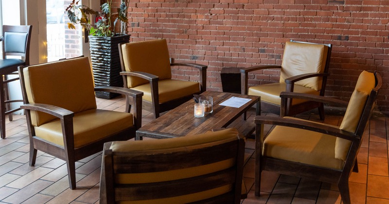 Interior, table set for guests