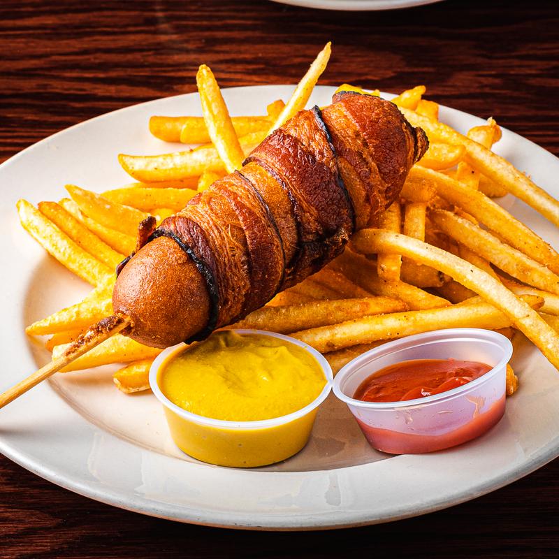 Bacon wrapped corndog photo