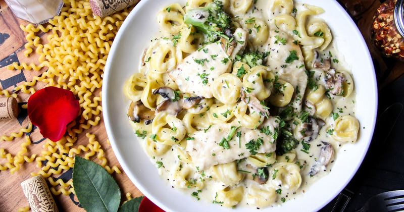 Tortellini dish served