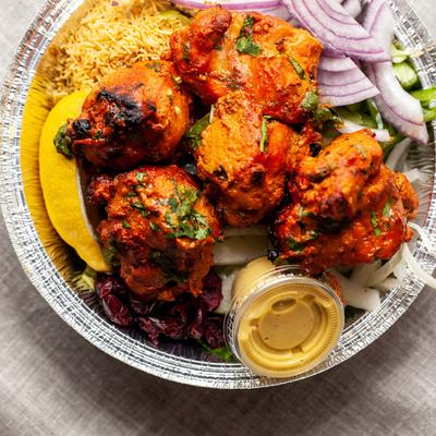 Grilled chicken, salad on the side