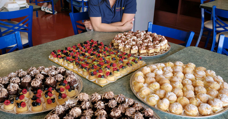Various types of dessert served on a table