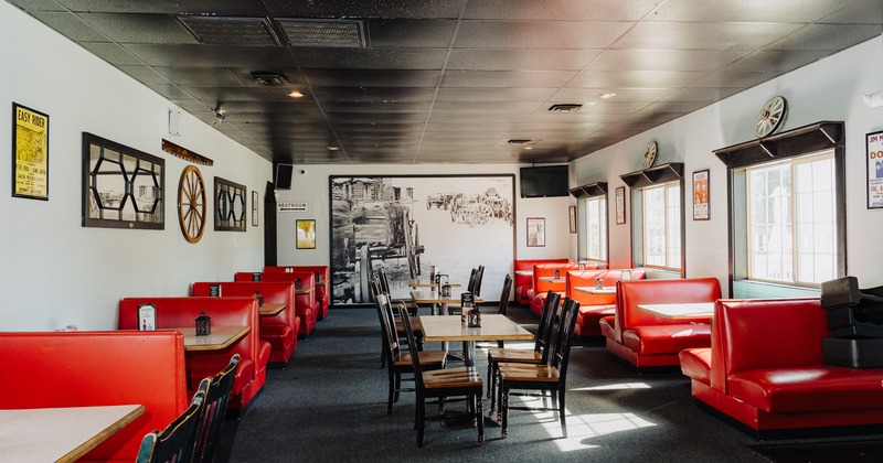 Interior, diner area, booths and tables ,chairs