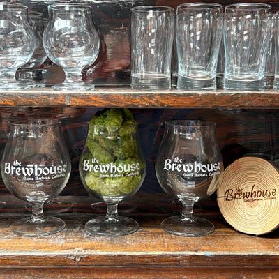 Hops in a beer glass.