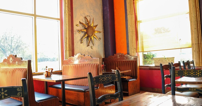 Interior, booth seating and tables