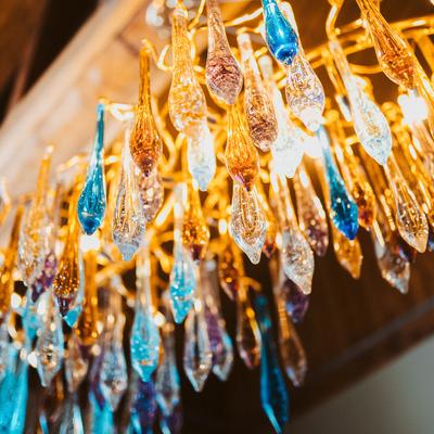 Crystal chandeliers.