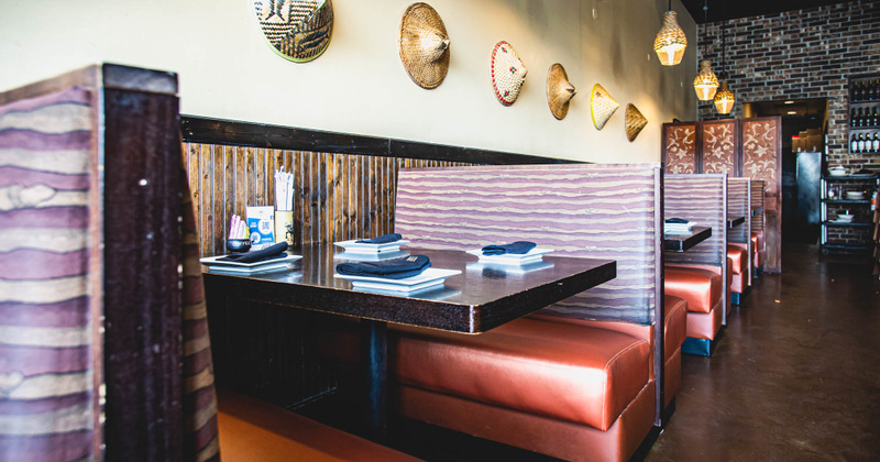 Interior, booth set for four people