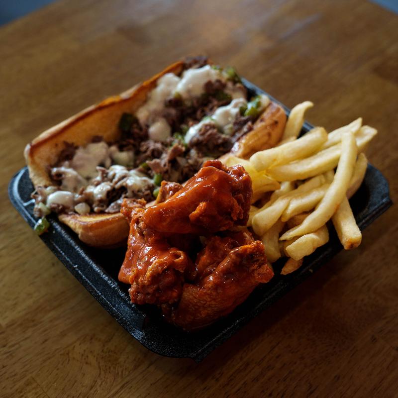 Philly Cheese Steak, 5 Wings & Fries photo