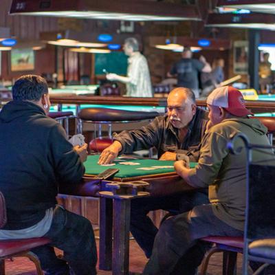 People playing cards.