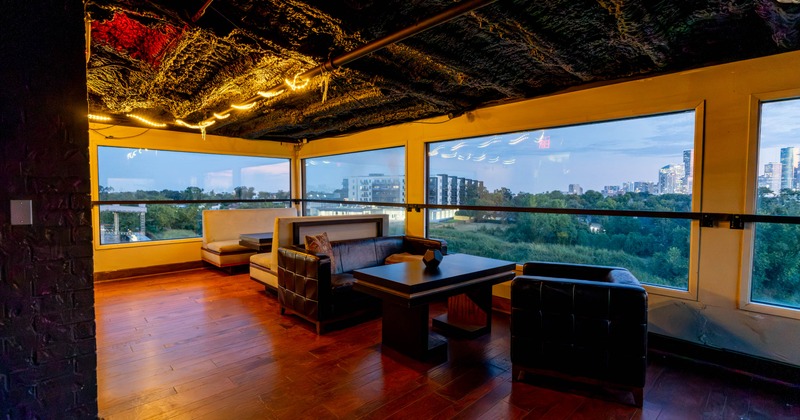 Seating area with a view of the city