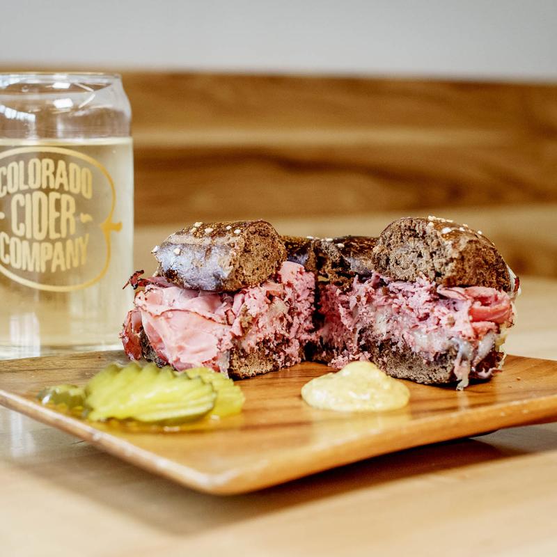 Pastrami Cheese Bagel Sandwich photo