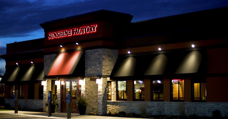 Sunshine Factory exterior at night