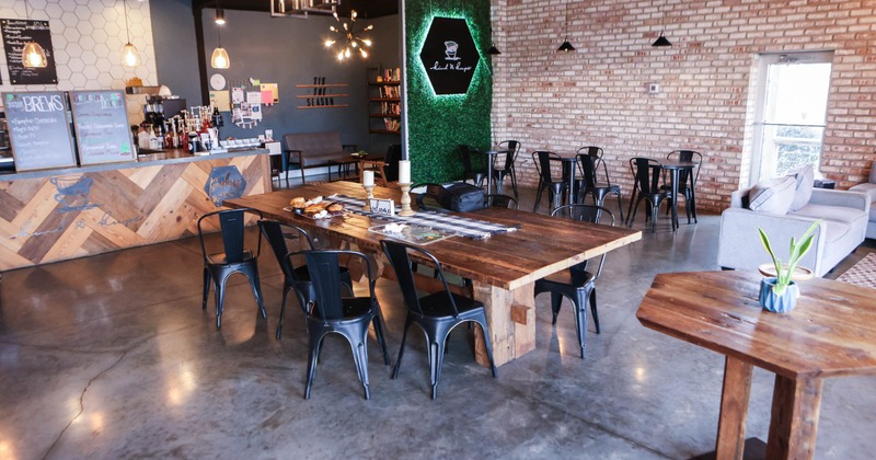 Interior, tables and chairs ready for guests