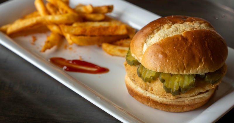 Chicken sandwich and fries