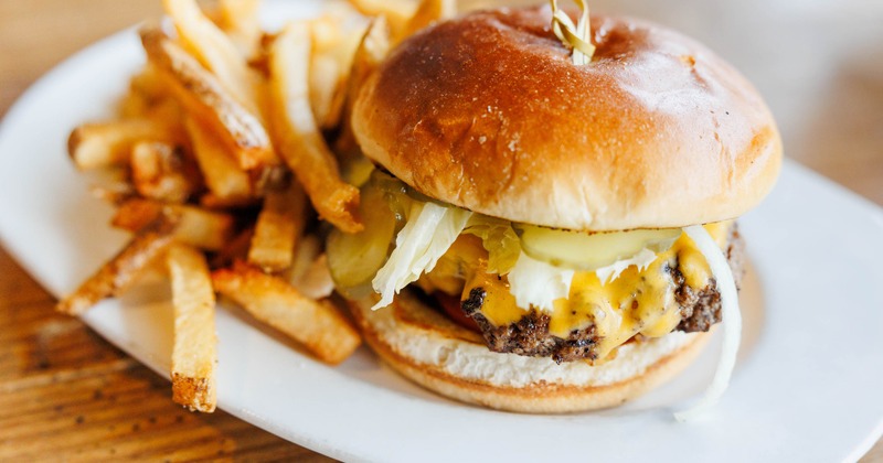 Classic Burger served with fries on the side
