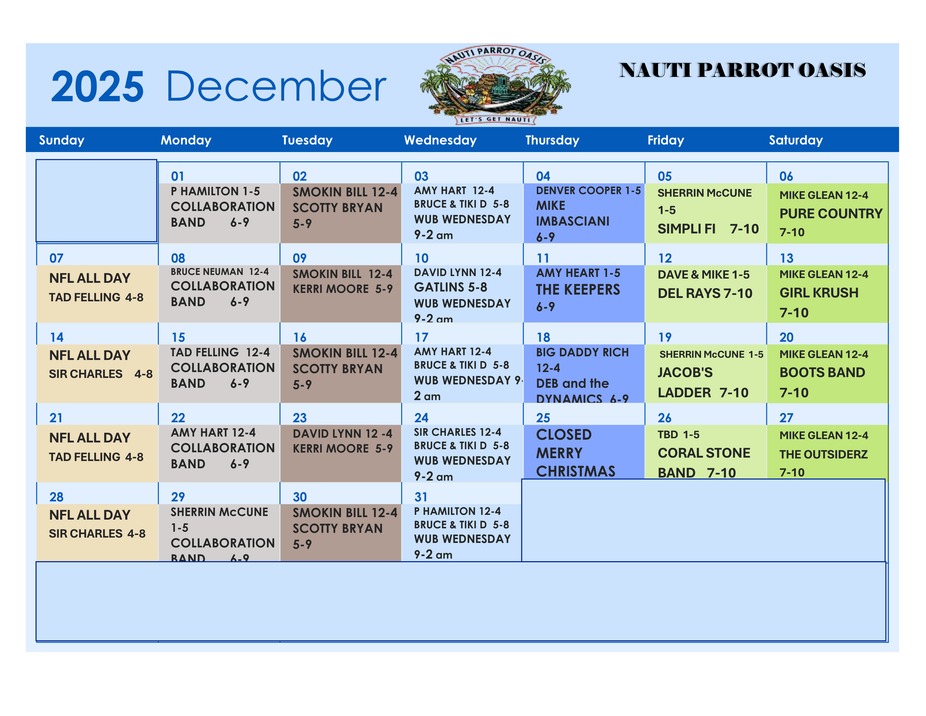 Oasis Events Calendar