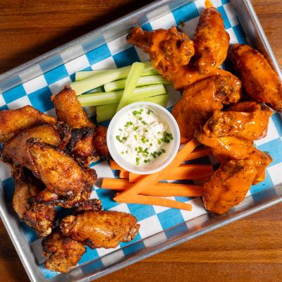 Chicken wings and dip.