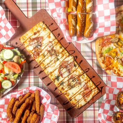 Assorted food dishes.