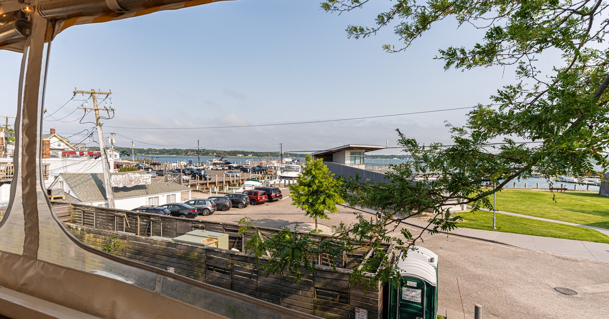 View of the parking lot and harbor