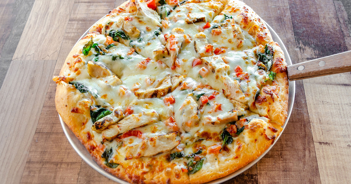 A served custom pizza