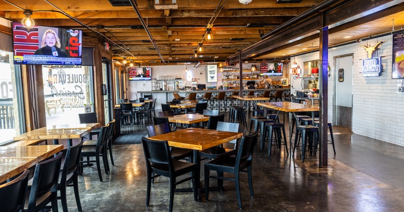 Interior, tables ready for guests