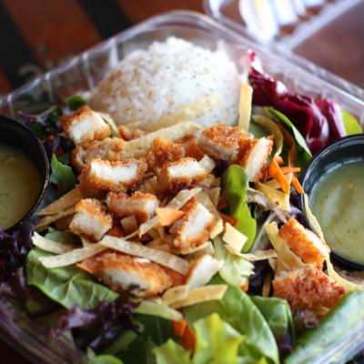 Breaded and fried chicken salad served with sweet tomatillo dressing.