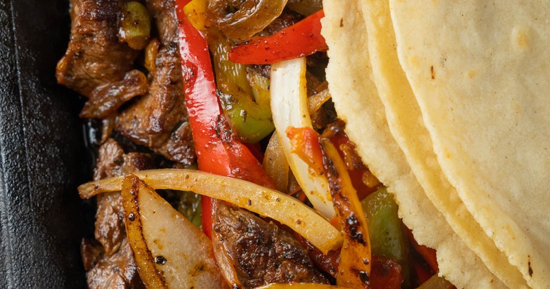 Grilled steak fajitas, close up