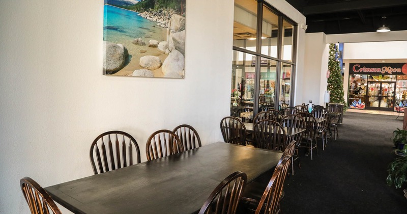 Interior, dining area, tables and chairs