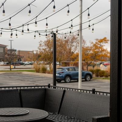 Exterior, sidewalk terrace, street view.